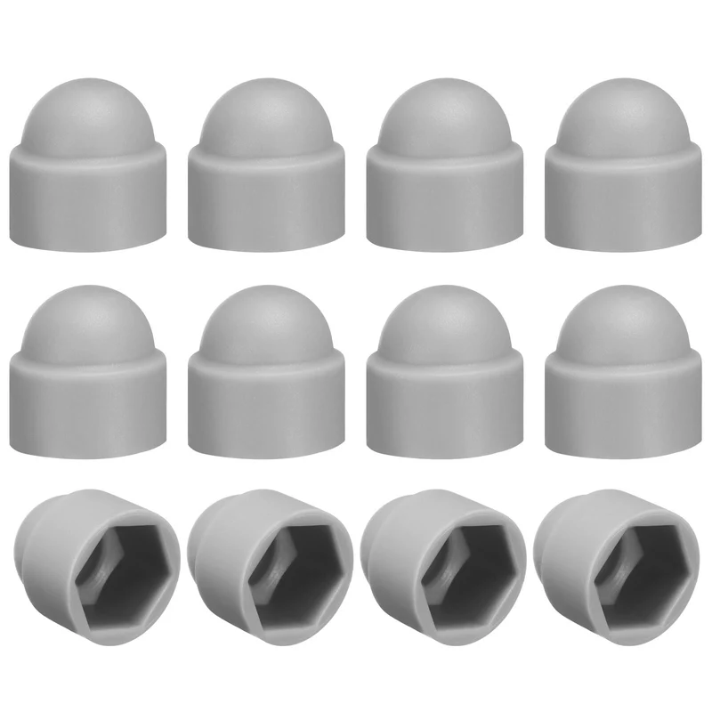 12Pcs Hex Nut Cover, M8x13x15mm Plastic Dome Nut Protection Cap, Gray
