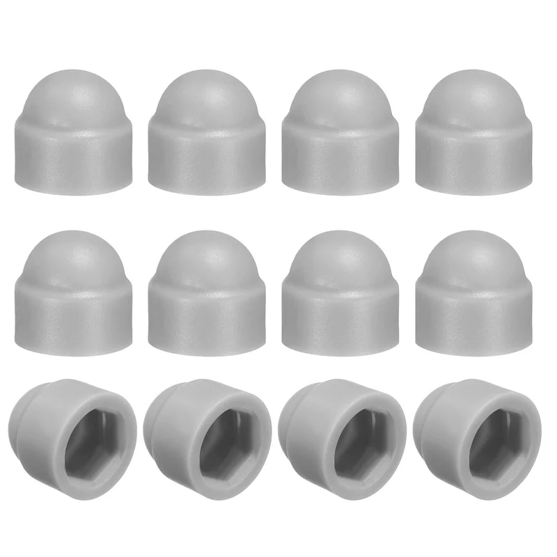 12Pcs Hex Nut Cover, M3x6x9mm Plastic Dome Nut Protection Cap, Gray