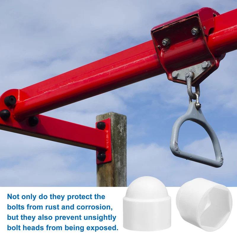 4Pcs Hex Nut Cover, M24x36x45mm Plastic Dome Nut Protection Cap, White
