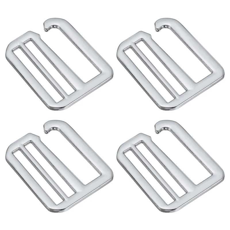 4Pcs 1.5" Metal G-Hook Buckles Adjustable Flat Tri-Glide Slide Buckles Silver