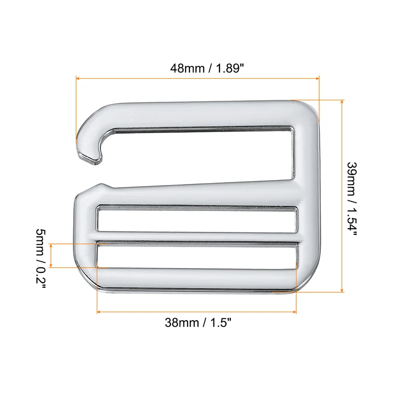 4Pcs 1.5" Metal G-Hook Buckles Adjustable Flat Tri-Glide Slide Buckles Silver