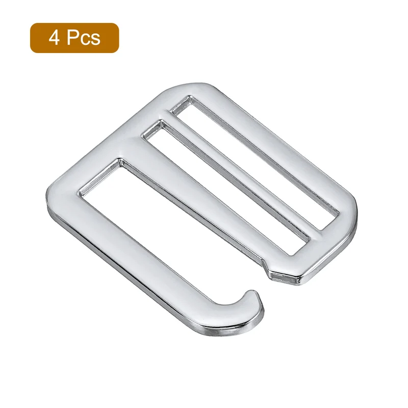 4Pcs 1.5" Metal G-Hook Buckles Adjustable Flat Tri-Glide Slide Buckles Silver