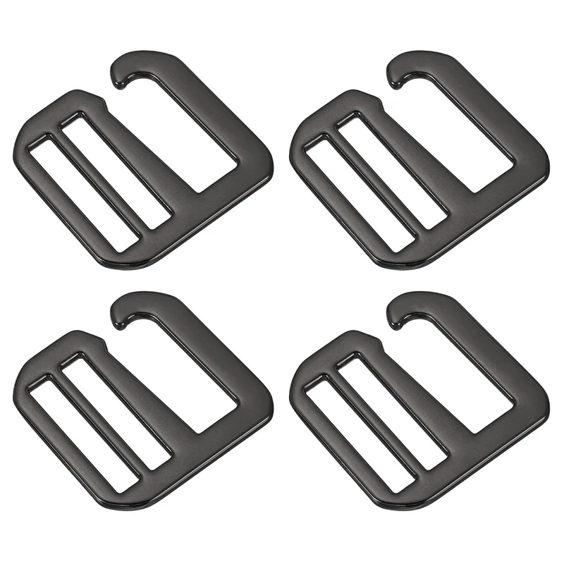 4Pcs 1.02" Metal G-Hook Buckles Adjustable Flat Tri-Glide Buckles, Dark Grey