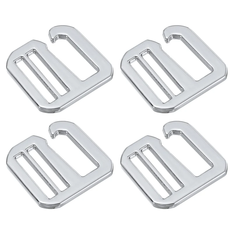 4Pcs 0.79" Metal G-Hook Buckles Adjustable Flat Tri-Glide Slide Buckles, Silver