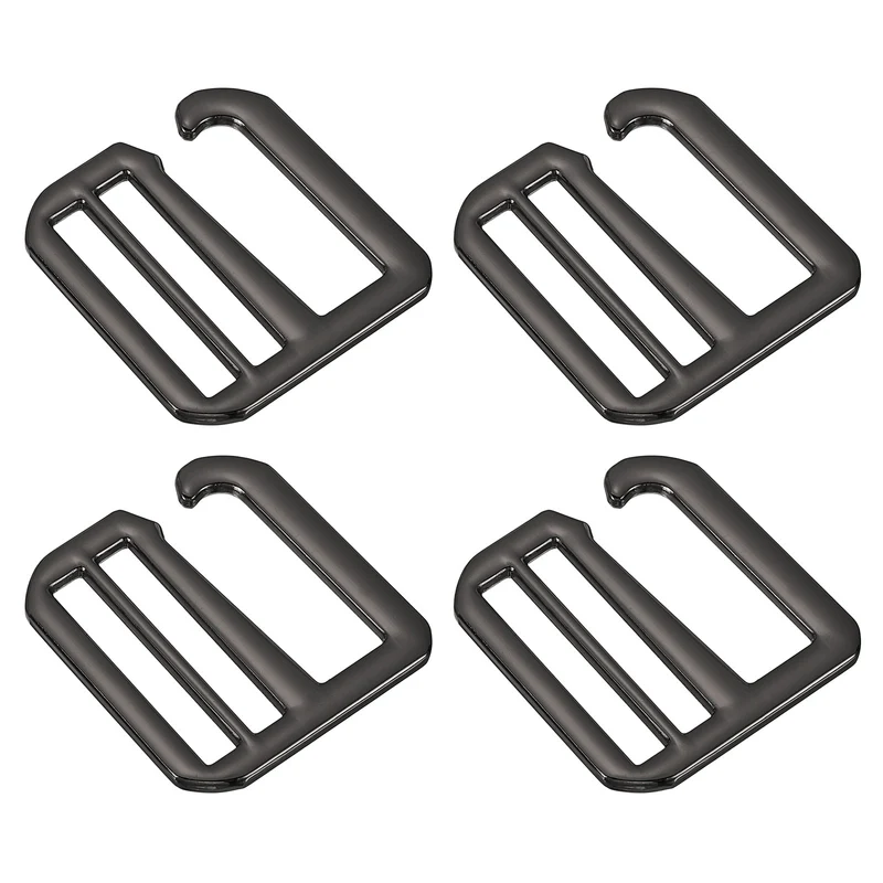4Pcs 1.26" Metal G-Hook Buckles Adjustable Flat Tri-Glide Buckles, Dark Grey