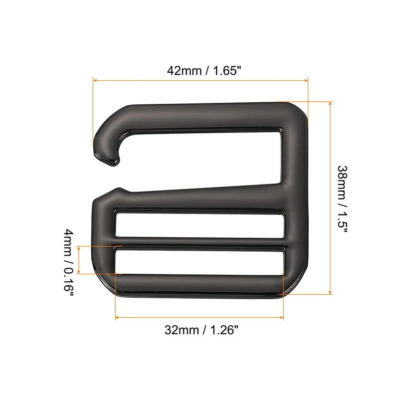 4Pcs 1.26" Metal G-Hook Buckles Adjustable Flat Tri-Glide Buckles, Dark Grey