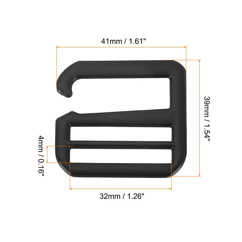 10Pcs 1.26" Metal G-Hook Buckles Adjustable Flat Tri-Glide Buckles, Matte Black