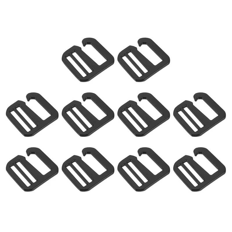 10Pcs 0.79" Metal G-Hook Buckles Adjustable Flat Tri-Glide Buckles, Matte Black