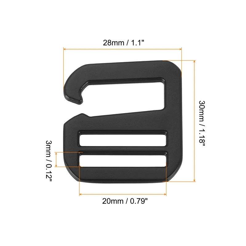 10Pcs 0.79" Metal G-Hook Buckles Adjustable Flat Tri-Glide Buckles, Matte Black