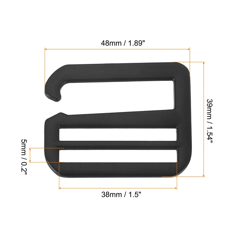 10Pcs 1.5" Metal G-Hook Buckles Adjustable Flat Tri-Glide Buckles, Matte Black