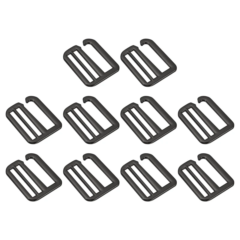 10Pcs 1.5" Metal G-Hook Buckles Adjustable Flat Tri-Glide Buckles, Dark Grey