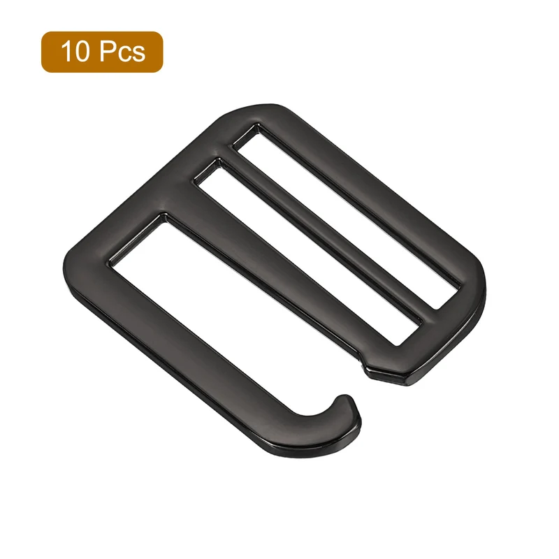 10Pcs 1.5" Metal G-Hook Buckles Adjustable Flat Tri-Glide Buckles, Dark Grey