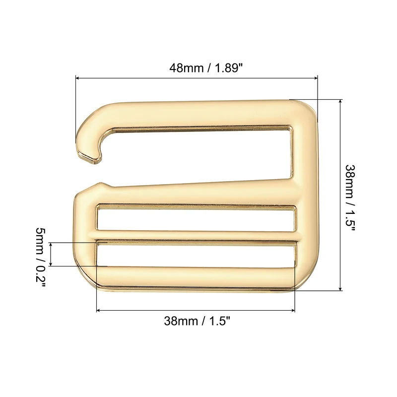 10Pcs 1.5" Metal G-Hook Buckles Adjustable Flat Tri-Glide Buckles, Light Gold