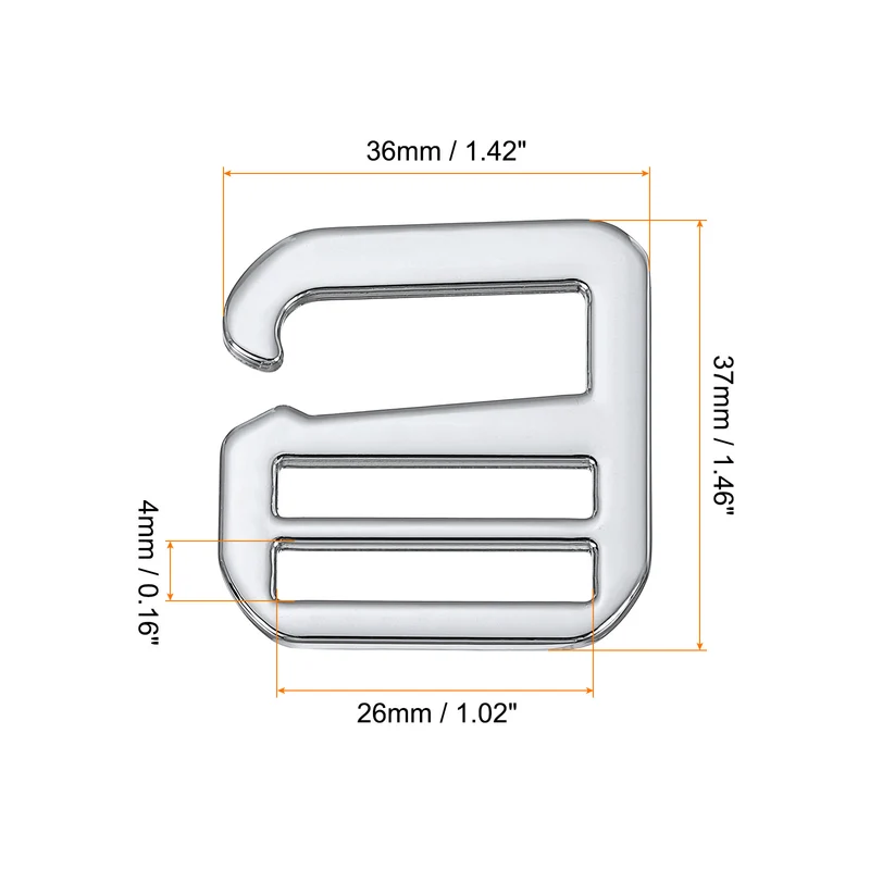 10Pcs 1.02" Metal G-Hook Buckles Adjustable Flat Tri-Glide Slide Buckles, Silver