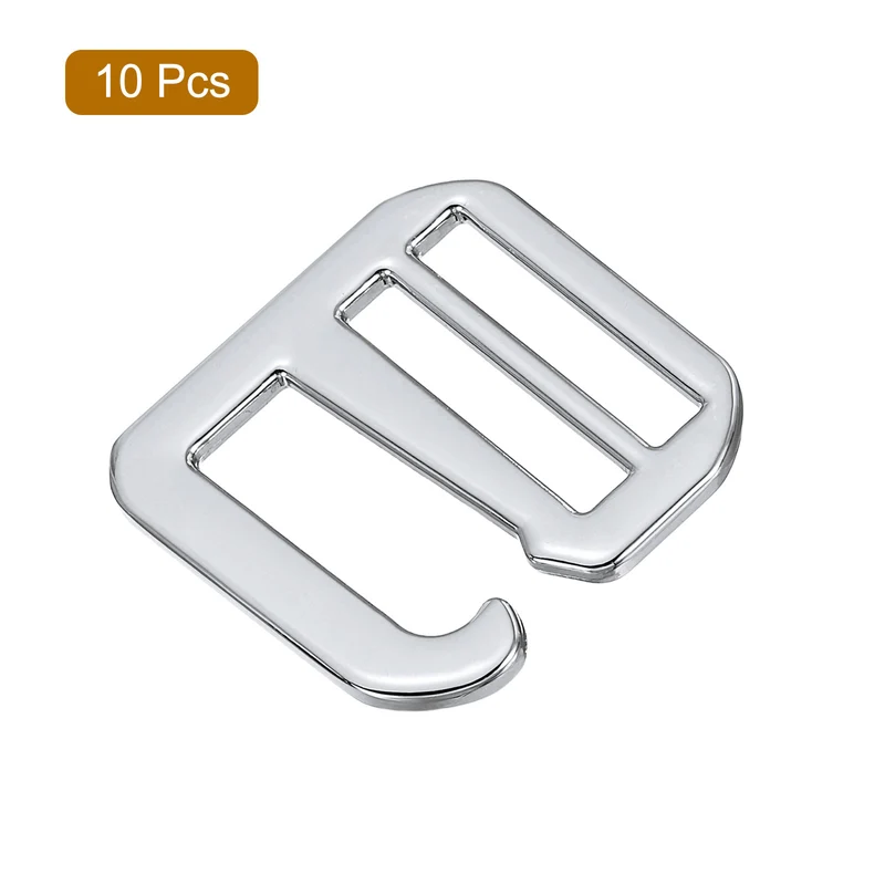 10Pcs 1.02" Metal G-Hook Buckles Adjustable Flat Tri-Glide Slide Buckles, Silver