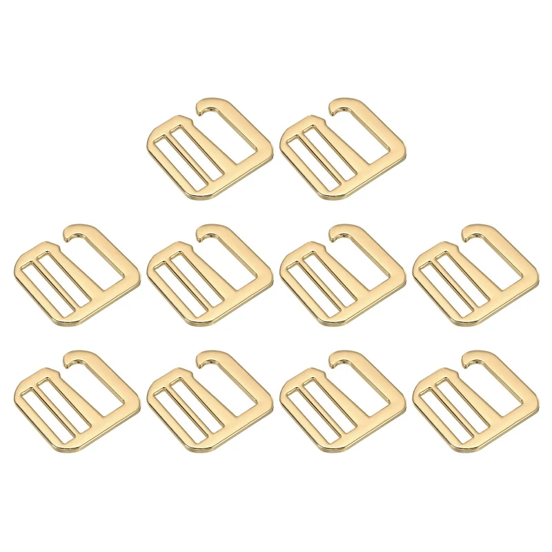 10Pcs 1.02" Metal G-Hook Buckles Adjustable Flat Tri-Glide Buckles, Light Gold