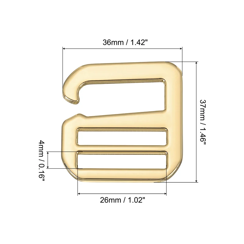 10Pcs 1.02" Metal G-Hook Buckles Adjustable Flat Tri-Glide Buckles, Light Gold