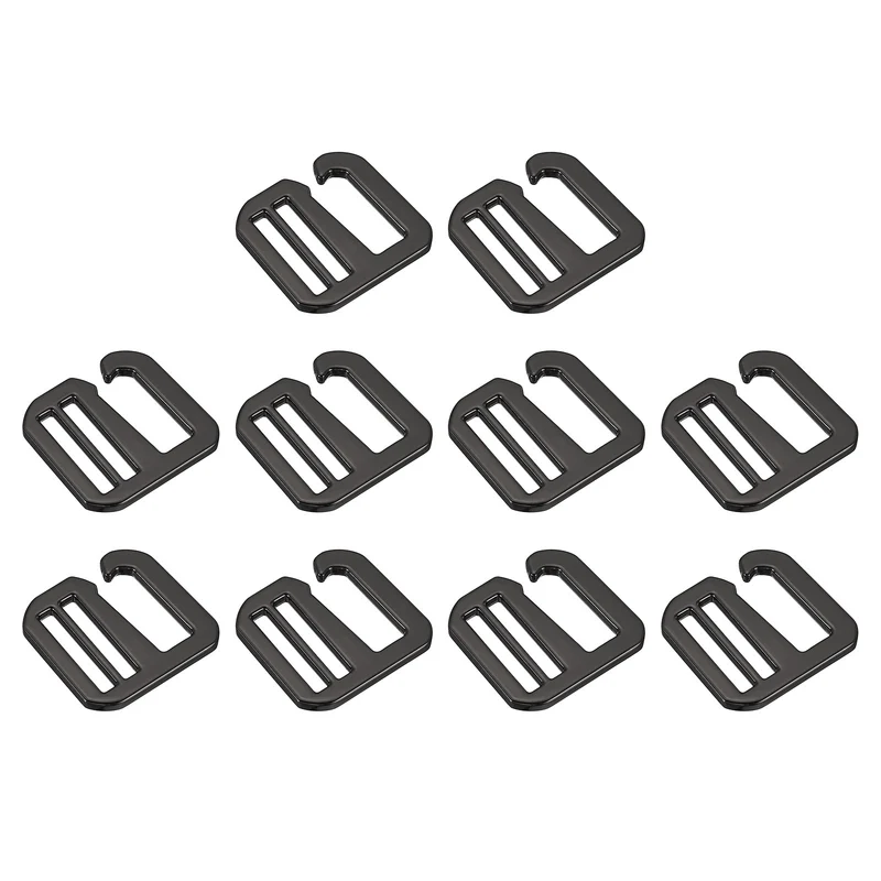 10Pcs 0.79" Metal G-Hook Buckles Adjustable Flat Tri-Glide Buckles, Dark Grey