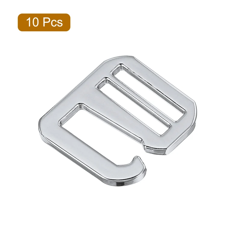 10Pcs 0.79" Metal G-Hook Buckles Adjustable Flat Tri-Glide Slide Buckles, Silver