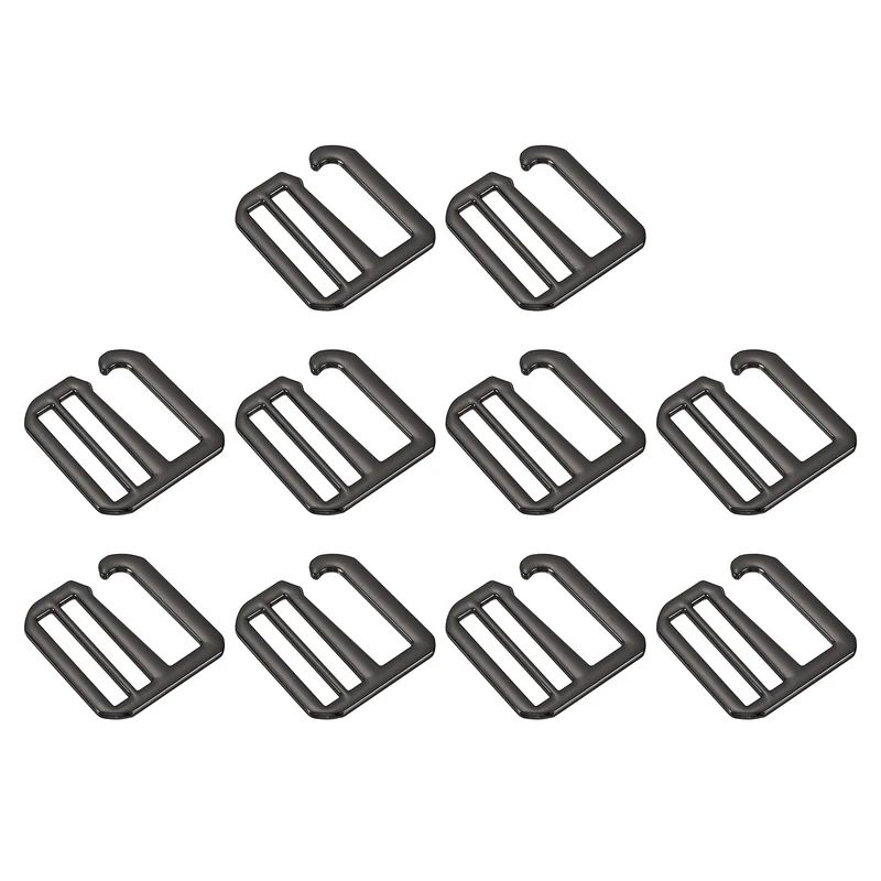 10Pcs 1.26" Metal G-Hook Buckles Adjustable Flat Tri-Glide Buckles, Dark Grey