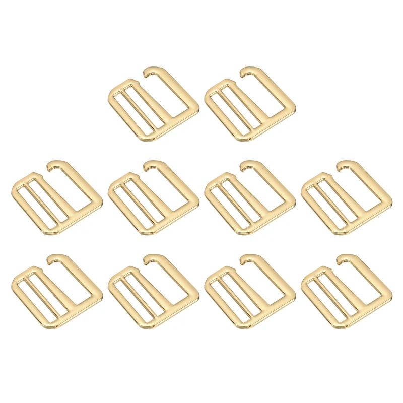 10Pcs 1.26" Metal G-Hook Buckles Adjustable Flat Tri-Glide Buckles, Light Gold