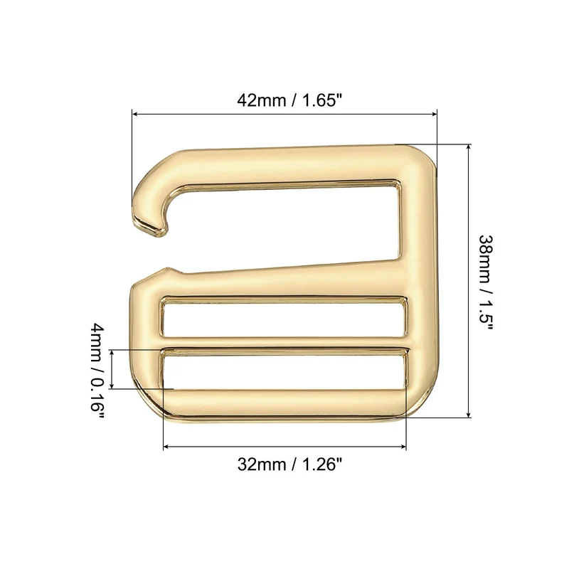 10Pcs 1.26" Metal G-Hook Buckles Adjustable Flat Tri-Glide Buckles, Light Gold