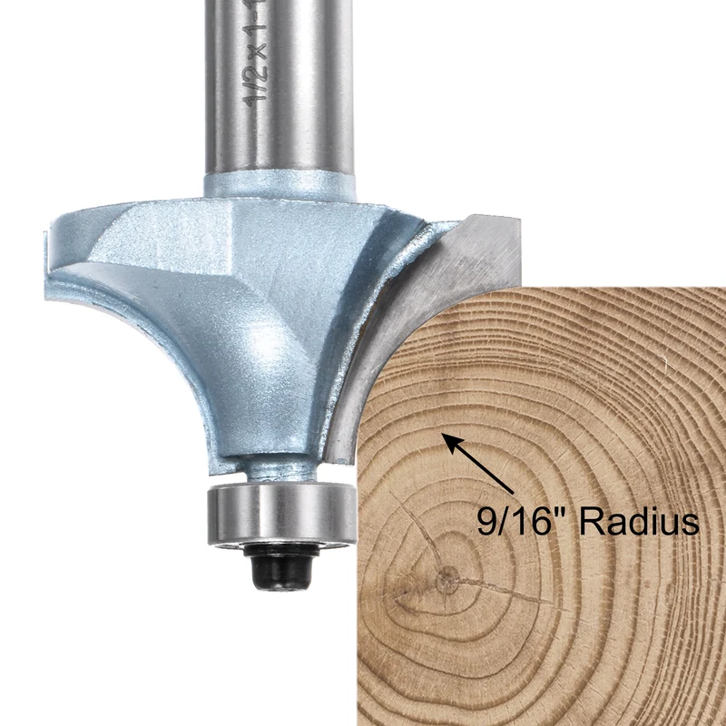 Roundover Router Bit Set 1/2 Shank 5/32" 7/16" 9/16" Radius Light Blue
