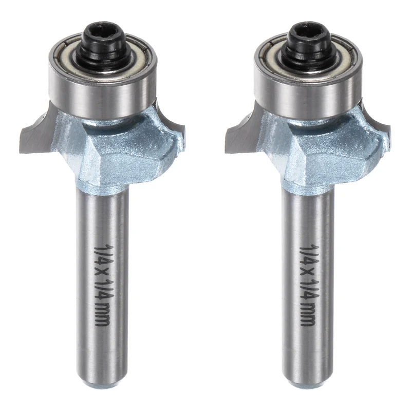 2pcs Roundover Router Bit 1/4 Shank 1/8" Radius Tungsten Steel Tip Light Blue