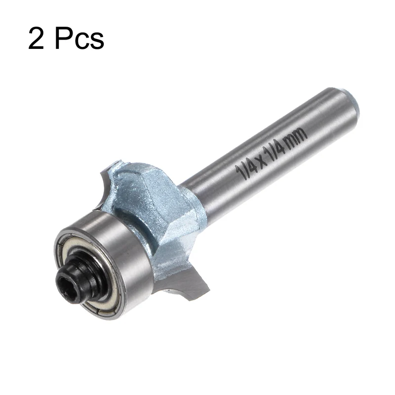 2pcs Roundover Router Bit 1/4 Shank 1/8" Radius Tungsten Steel Tip Light Blue