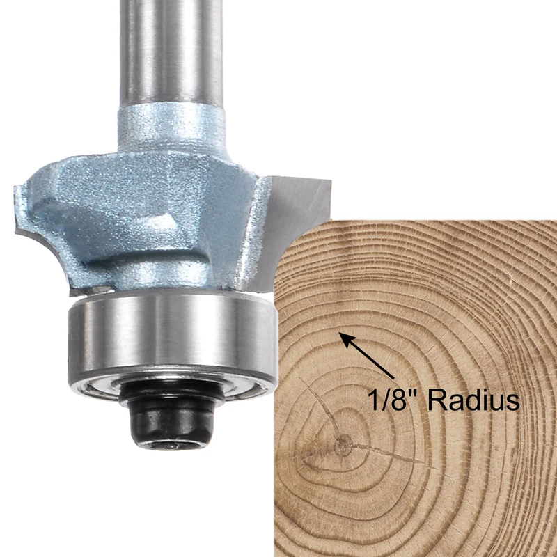 2pcs Roundover Router Bit 1/4 Shank 1/8" Radius Tungsten Steel Tip Light Blue