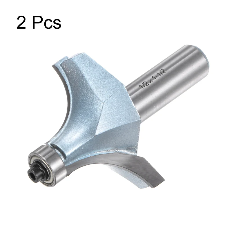 2pcs Roundover Router Bit 1/2 Shank 3/4" Radius Tungsten Steel Tip Light Blue