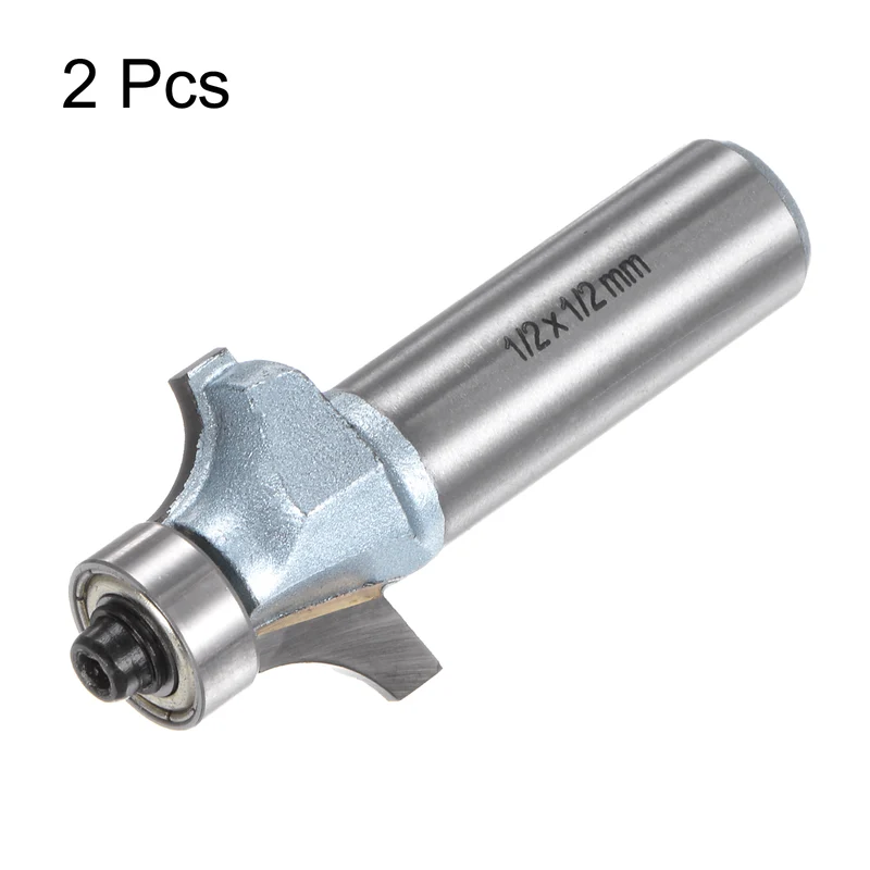 2pcs Roundover Router Bit 1/2 Shank 1/4" Radius Tungsten Steel Tip Light Blue