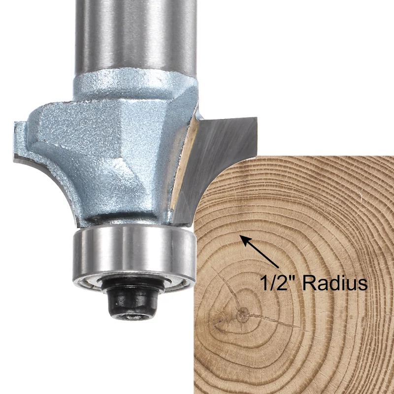 2pcs Roundover Router Bit 1/2 Shank 1/4" Radius Tungsten Steel Tip Light Blue