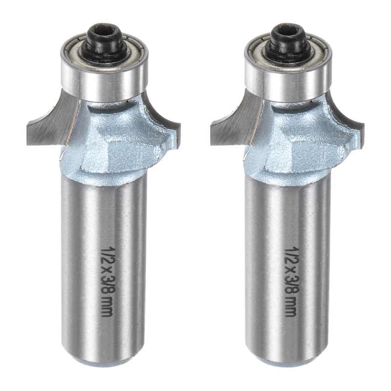 2pcs Roundover Router Bit 1/4 Shank 3/16" Radius 54mm Length Light Blue