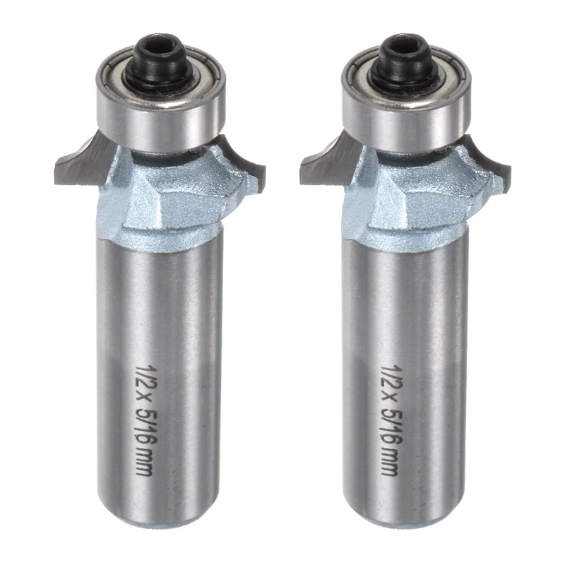 2pcs Roundover Router Bit 1/2 Shank 5/32" Radius Tungsten Steel Tip Light Blue