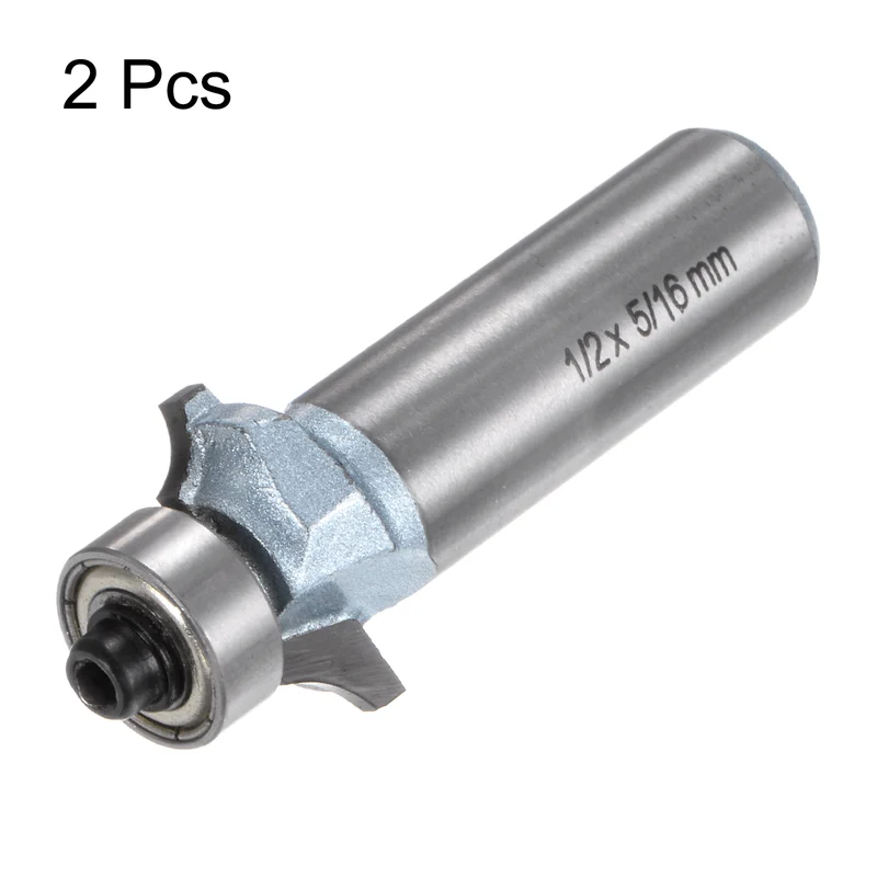 2pcs Roundover Router Bit 1/2 Shank 5/32" Radius Tungsten Steel Tip Light Blue