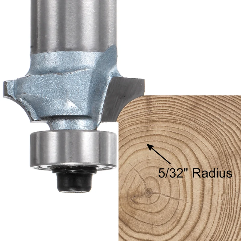 2pcs Roundover Router Bit 1/2 Shank 5/32" Radius Tungsten Steel Tip Light Blue