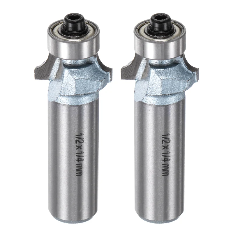 2pcs Roundover Router Bit 1/2 Shank 1/8" Radius Tungsten Steel Tip Light Blue