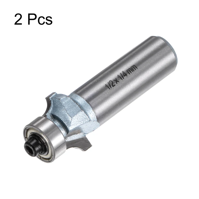 2pcs Roundover Router Bit 1/2 Shank 1/8" Radius Tungsten Steel Tip Light Blue