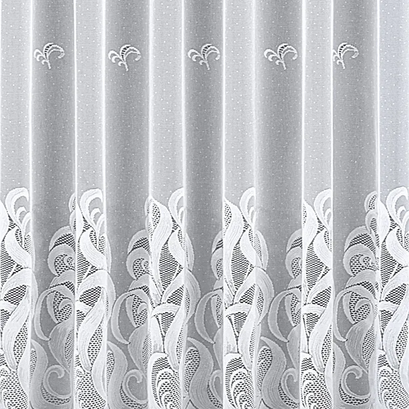 Jacquard Fensterstore Lauren Weiß mit Faltenband - Albani Gardine