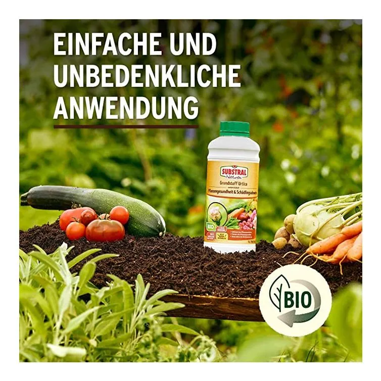 Substral Naturen Bio Grundstoff Urtica Konzentrat unterstützt Pflanzengesundheit, Schädlingsabwehr + Befallminderung 1 L