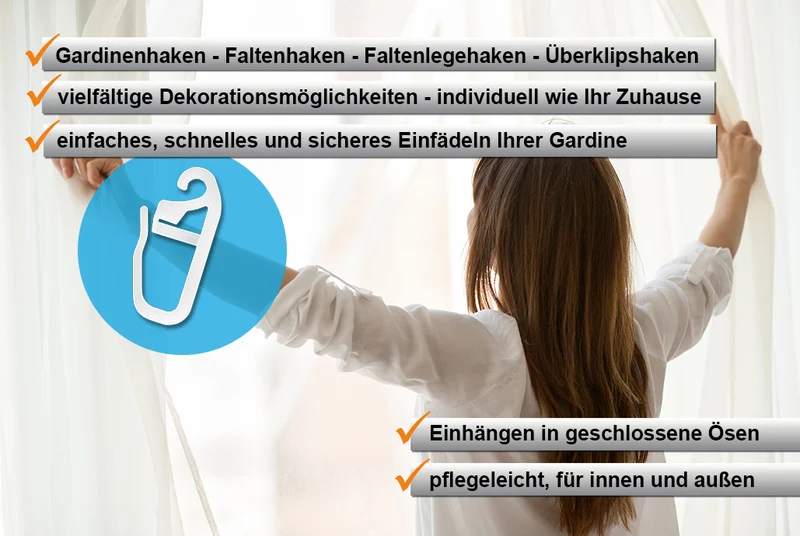 Gardinenhaken / Überklipshaken für Ringe und Ösen bis 3 mm
