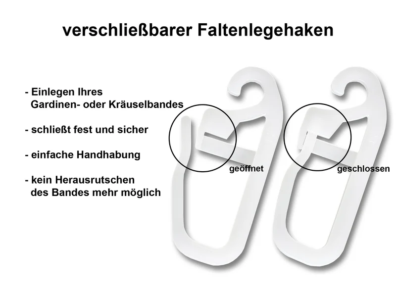 Gardinenhaken / Überklipshaken für Ringe und Ösen bis 3 mm