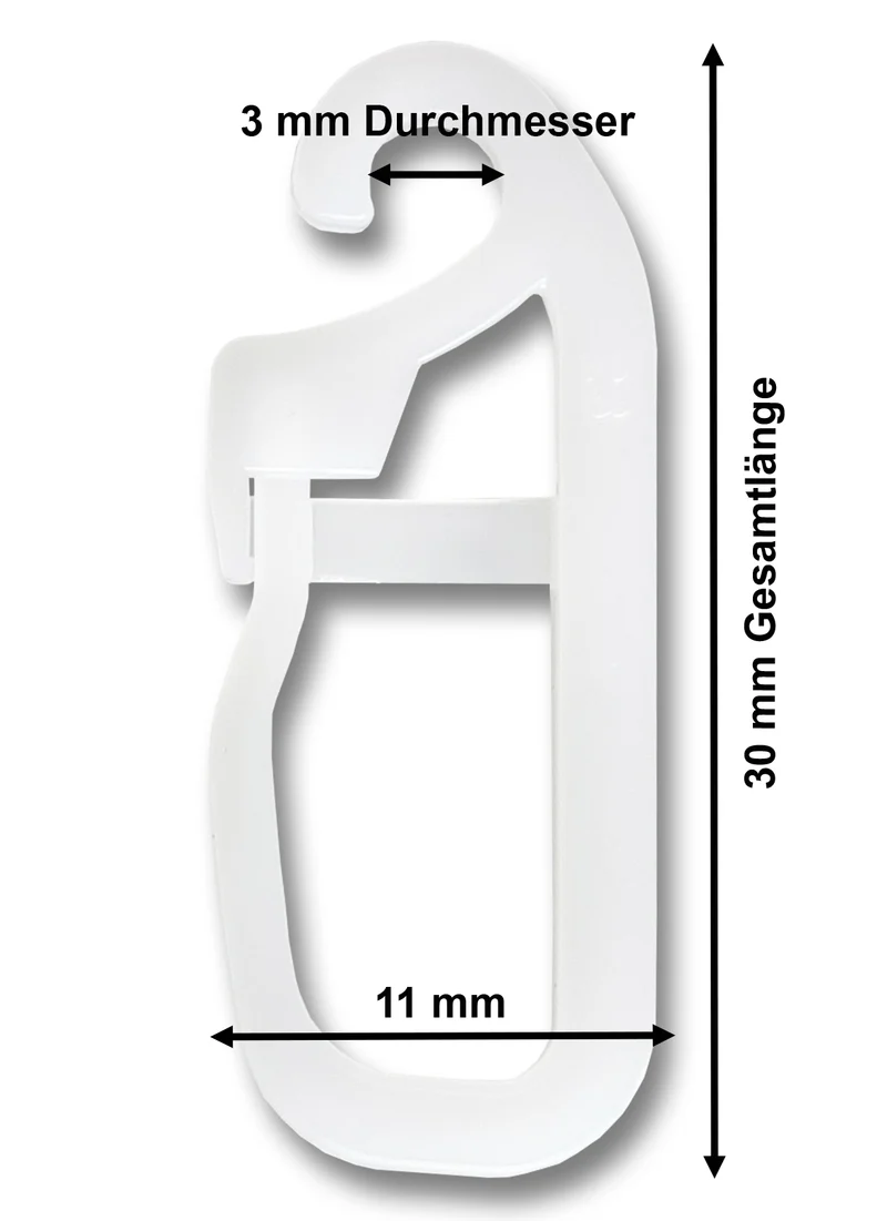 Gardinenhaken / Überklipshaken für Ringe und Ösen bis 3 mm