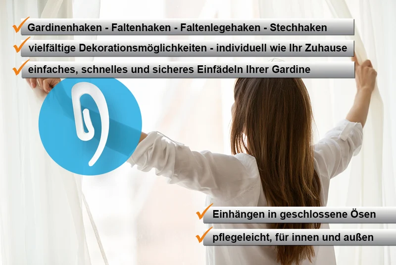 Stechhaken / Gardinenhaken für Gardinenband – Weiß oder Schwarz