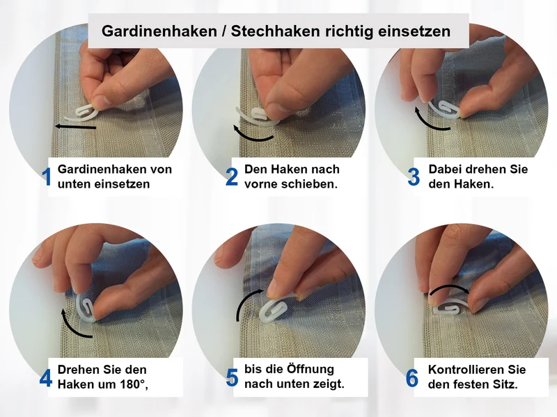 Stechhaken / Gardinenhaken für Gardinenband – Weiß oder Schwarz