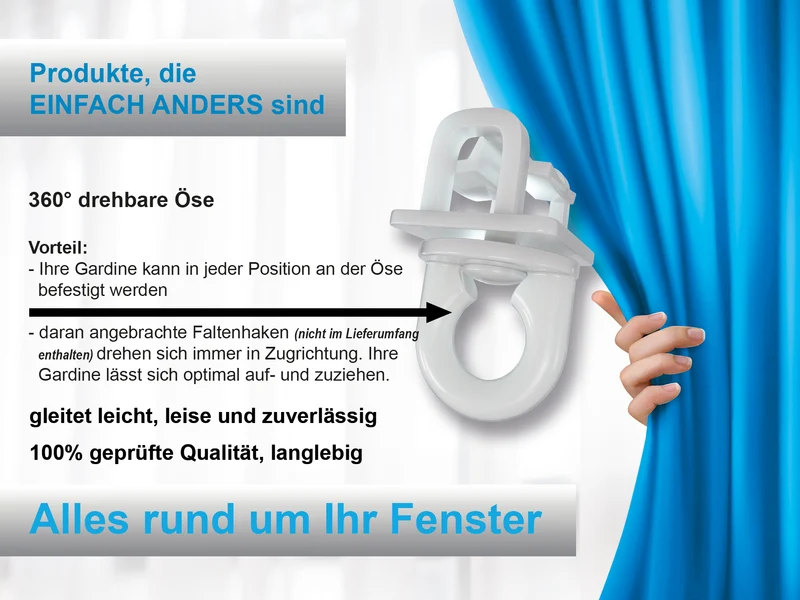 Klick-Fix-Gardinengleiter mit drehbarer Öse – 6–6,5 mm