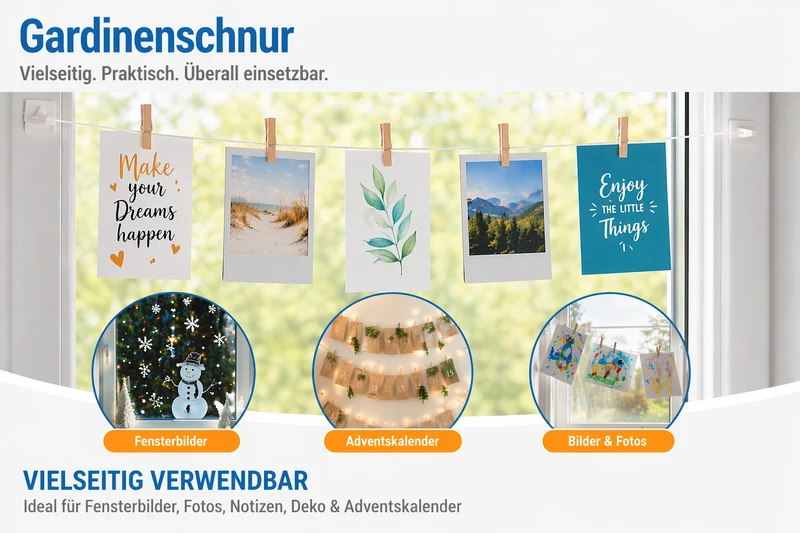 Seilspanngarnitur 1,5 m mit Klebeplatten – ohne Bohren