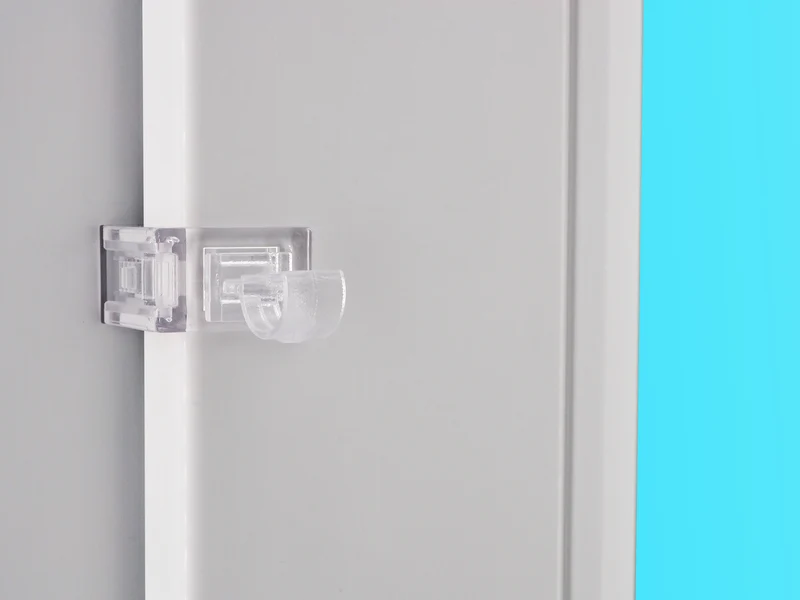 Transparenter Fensterhaken 15–23 mm mit 3 Aufsätzen