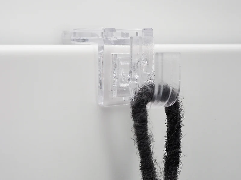 Transparenter Fensterhaken 15–23 mm mit 3 Aufsätzen
